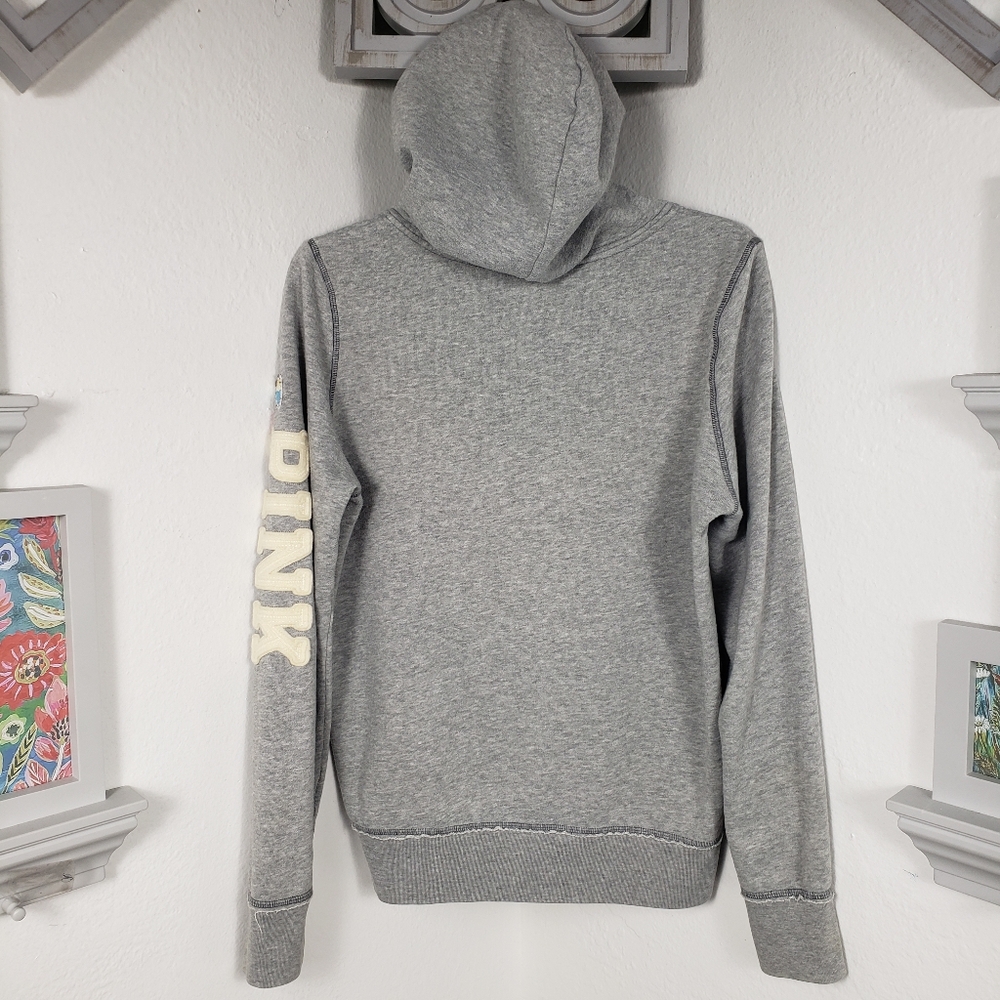 PINK Victoria Secret Gray Hoodie /Kangaroo Pockets Streetwear Grunge Vintage M - Picture 3 of 13